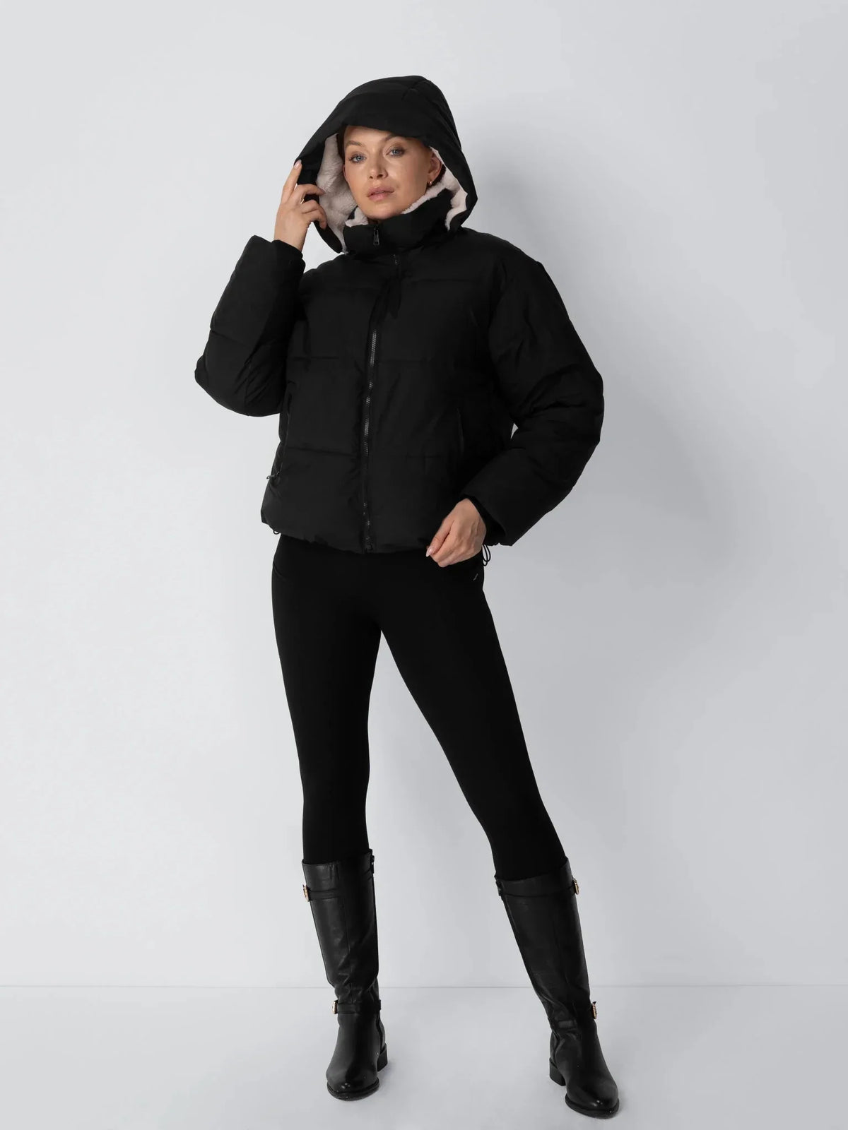 Women's Faux Fur Lined Puffer Jacket – Short, Detachable Hood, 8 Colours