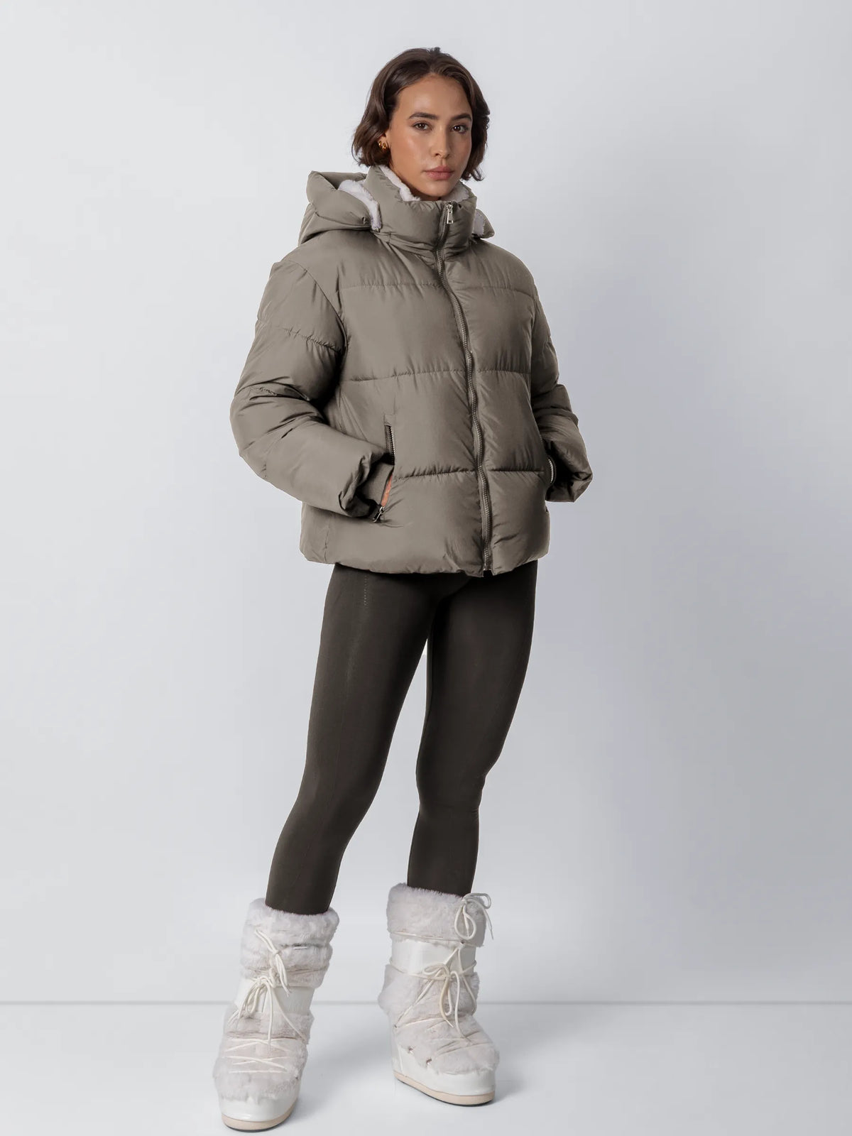 Women's Faux Fur Lined Puffer Jacket – Short, Detachable Hood, 8 Colours