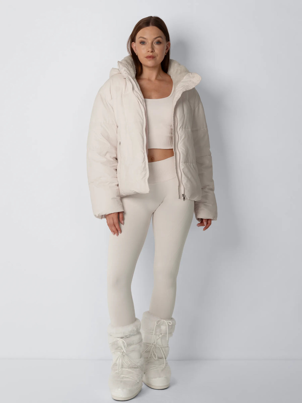Women's Faux Fur Lined Puffer Jacket – Short, Detachable Hood, 8 Colours
