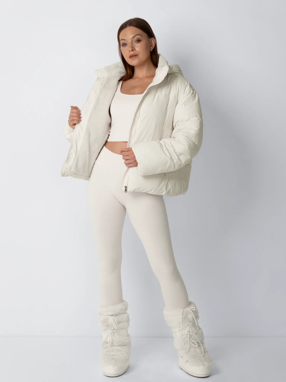 Women's Faux Fur Lined Puffer Jacket – Short, Detachable Hood, 8 Colours
