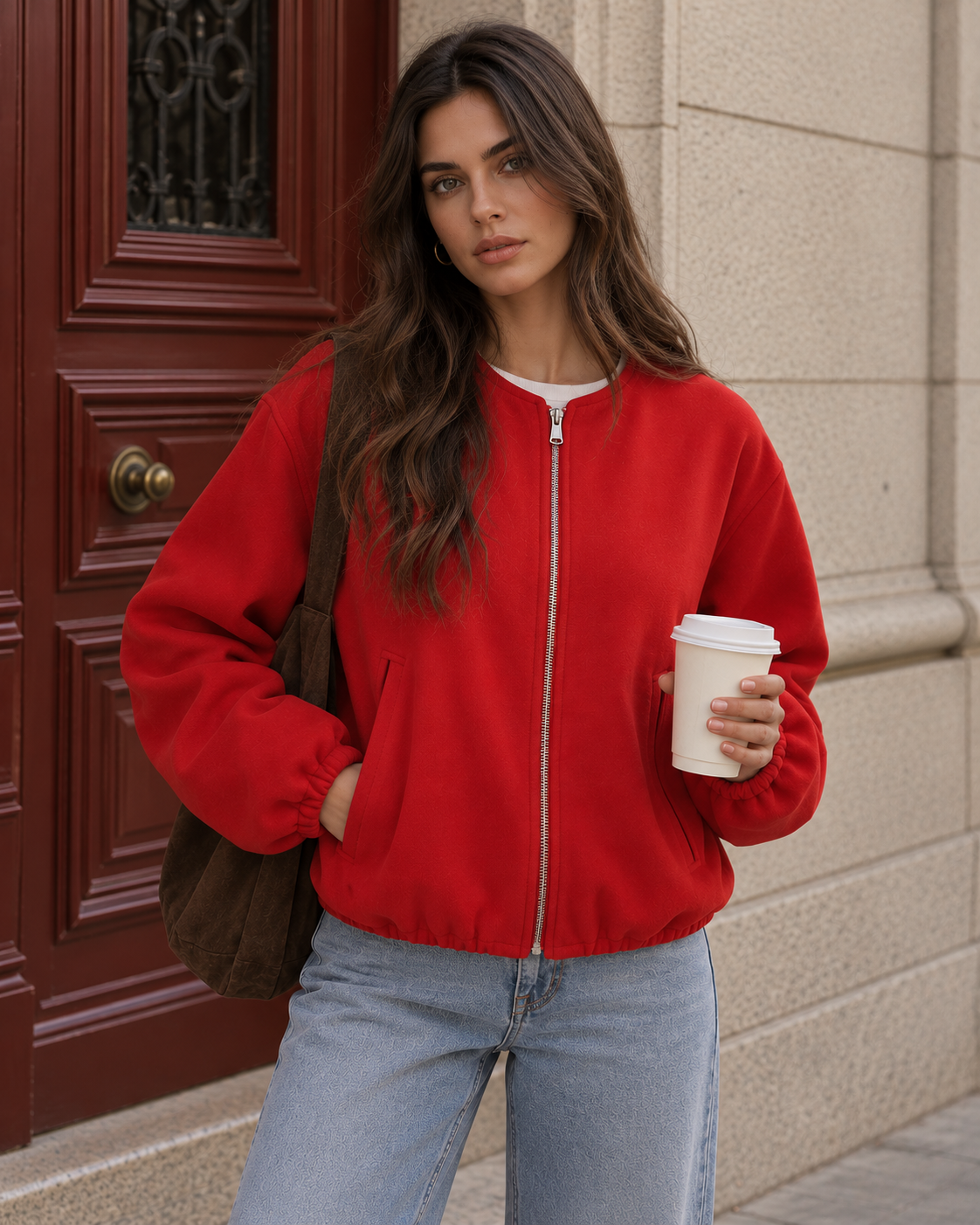 Women's Teddy Fleece Bomber Jacket – Cropped Borg Jacket, 5 Colours