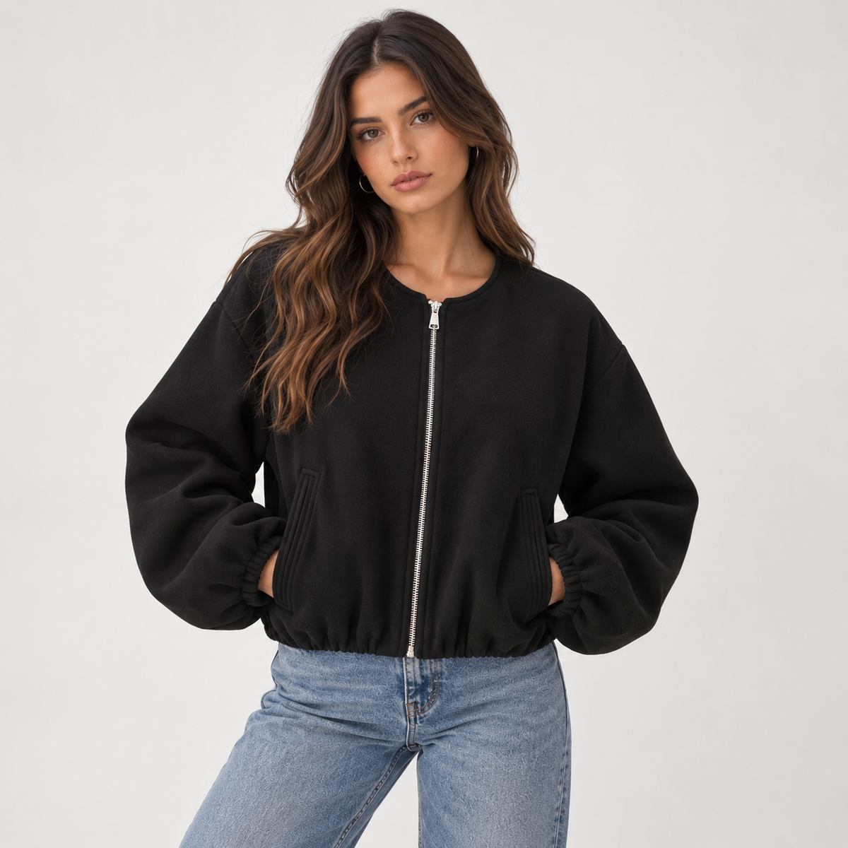 Women's Teddy Fleece Bomber Jacket – Cropped Borg Jacket, 5 Colours