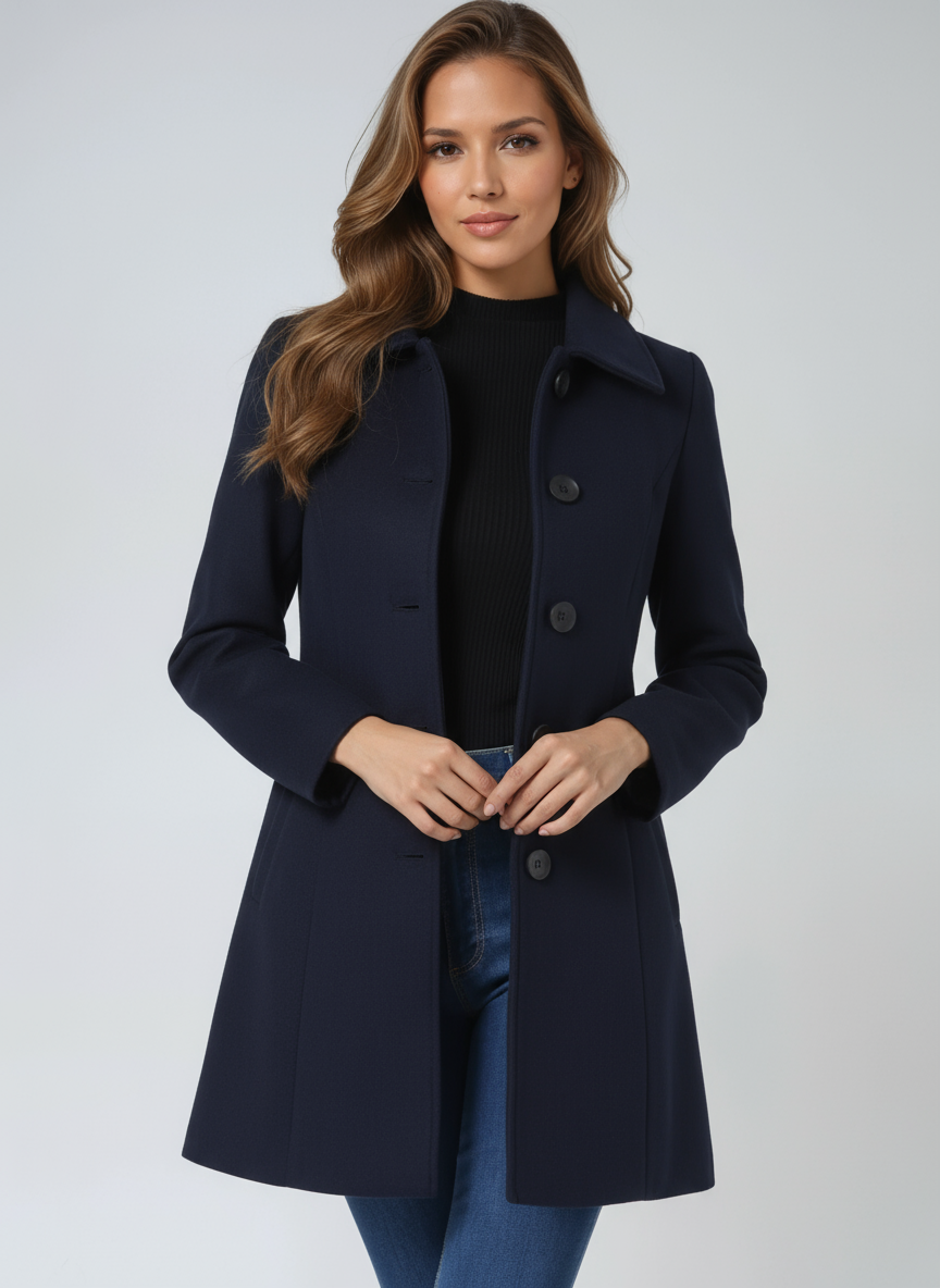 Women's Single-Breasted Trench Coat – Fitted Long Winter Coat, 3 Colours