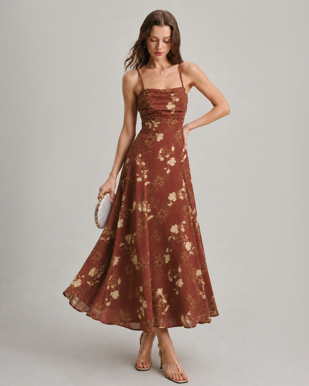 Women's Wine Red Jacquard Slip Maxi Dress – Elegant Evening Dress