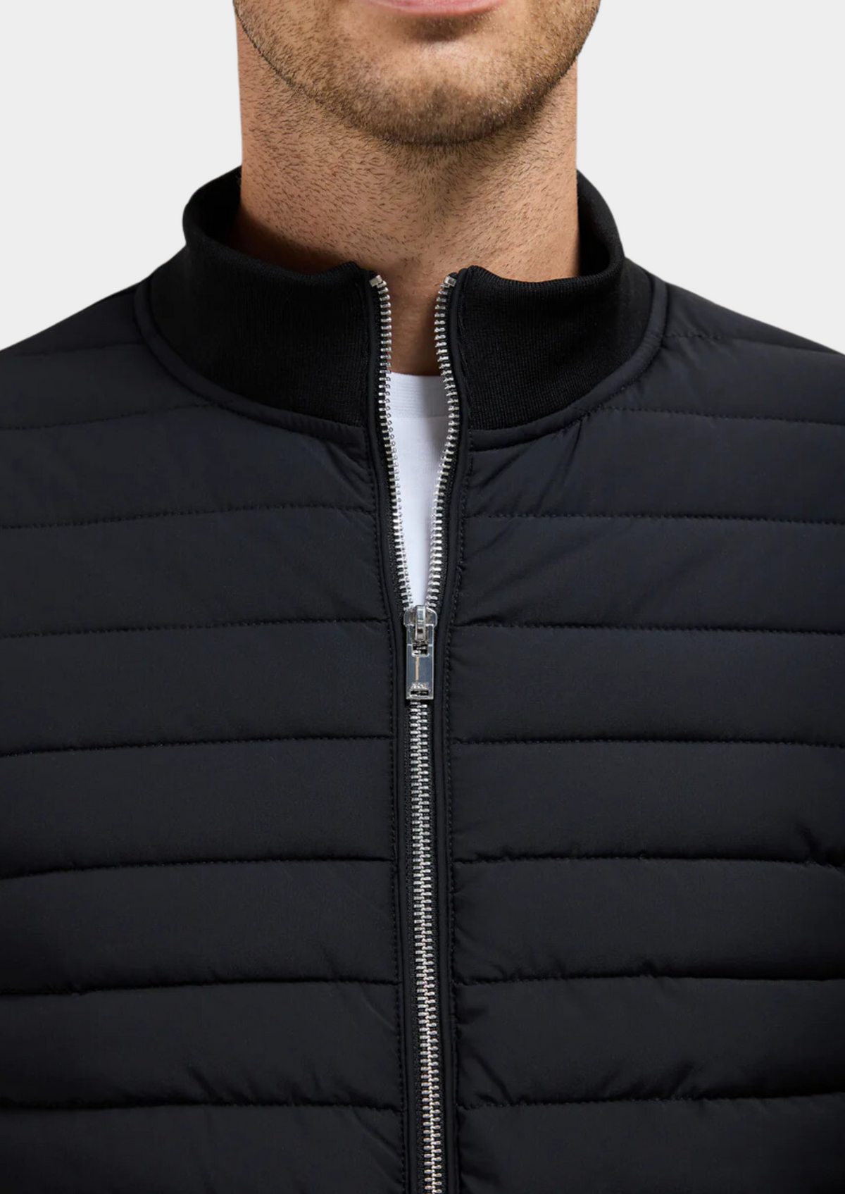 Men's Hybrid Padded Jacket – Funnel Neck Slim Fit, 3 Colours