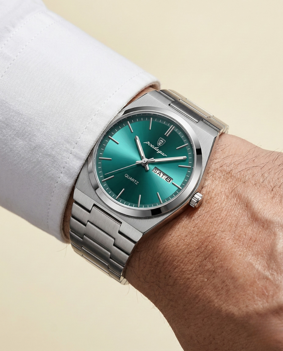 Men's Steel Watch – Emerald Dial Classic Watch