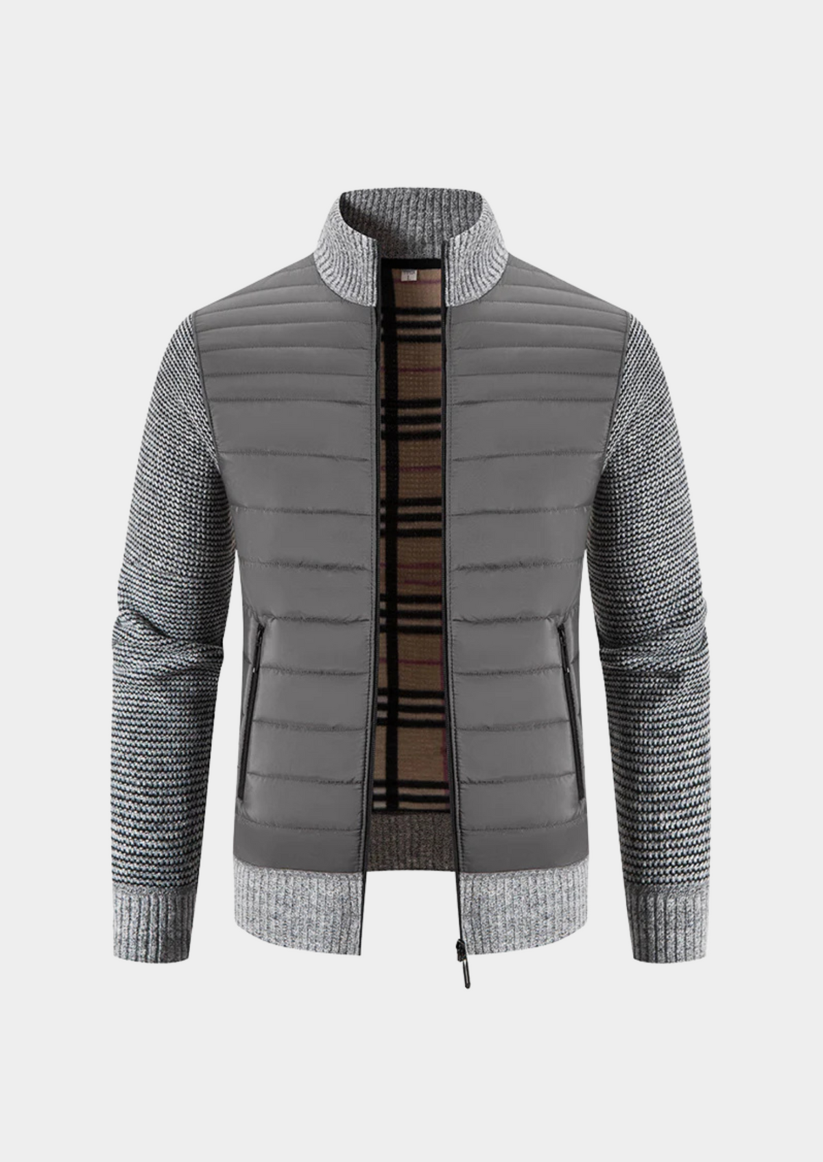 Men's Hybrid Knit Puffer Jacket – Slim Fit Padded Front, 4 Colours