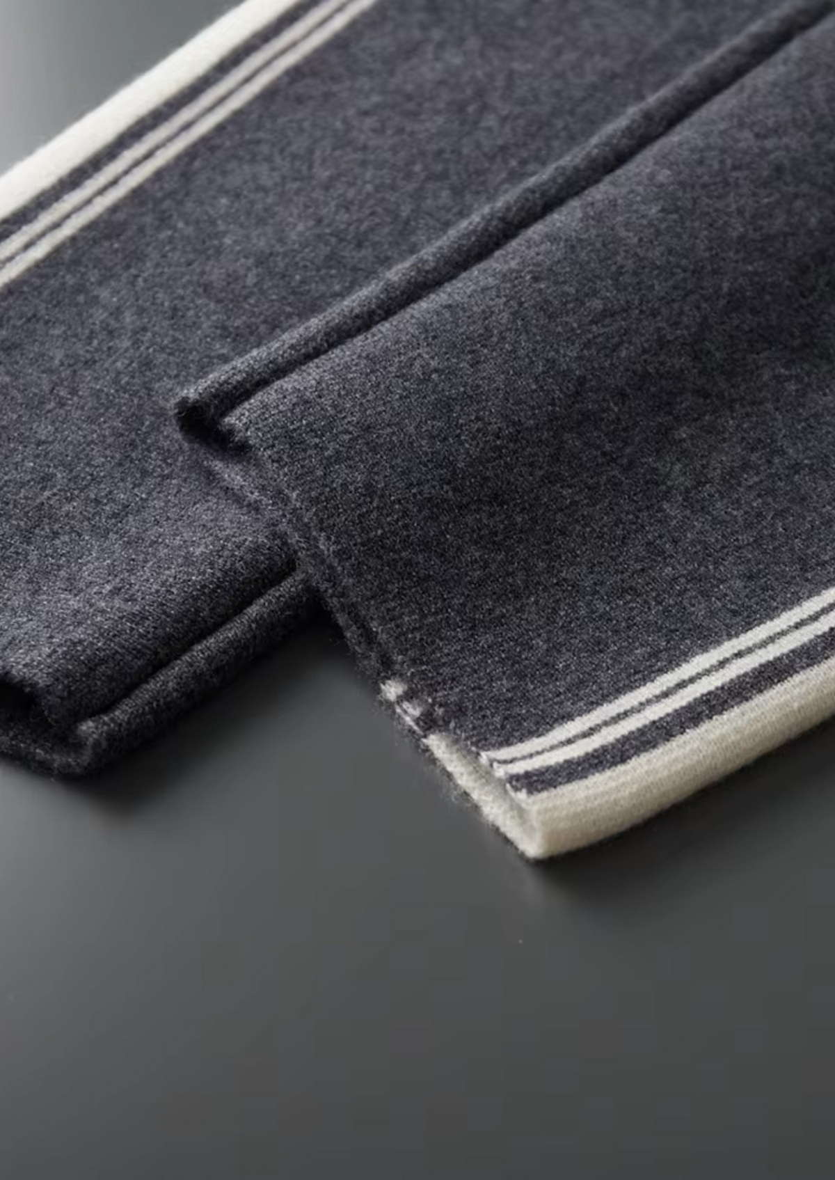 Men's Dark Grey Knit Hooded Zip Lounge Set – Zip Jacket & Trousers, Contrast Stripe