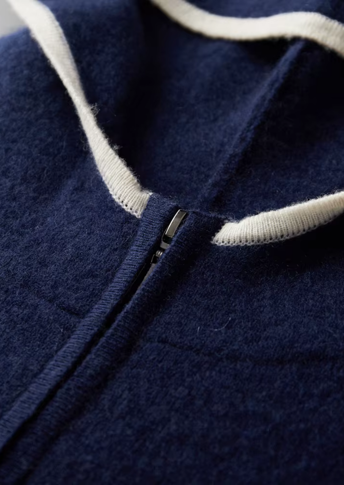 Men's Navy Knit Hooded Zip Lounge Set – Zip Jacket & Trousers, Contrast Stripe