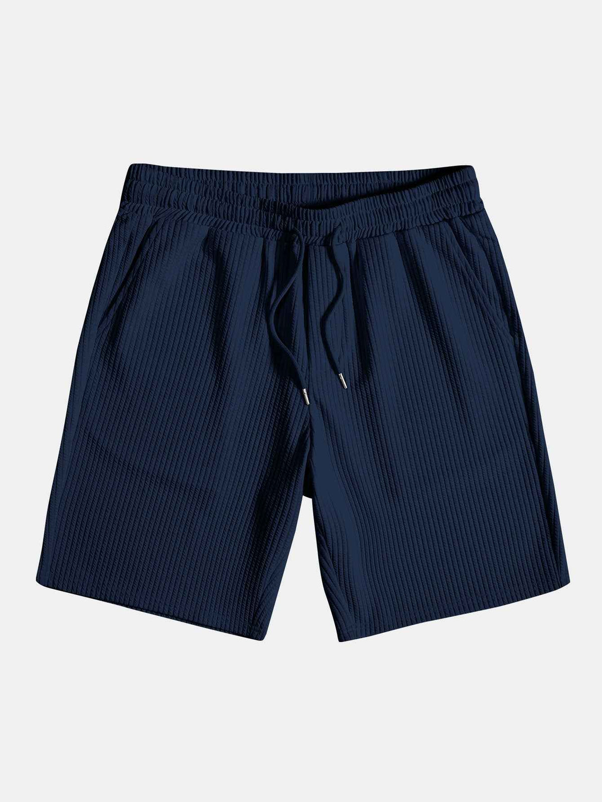 Muscle Fit Ribbed Stand Collar Shirt & Shorts
