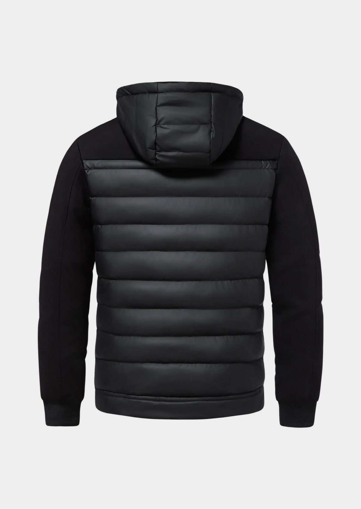Men's Hybrid Puffer Jacket – Padded Front, Knit Sleeves, Detachable Hood, 2 Colours