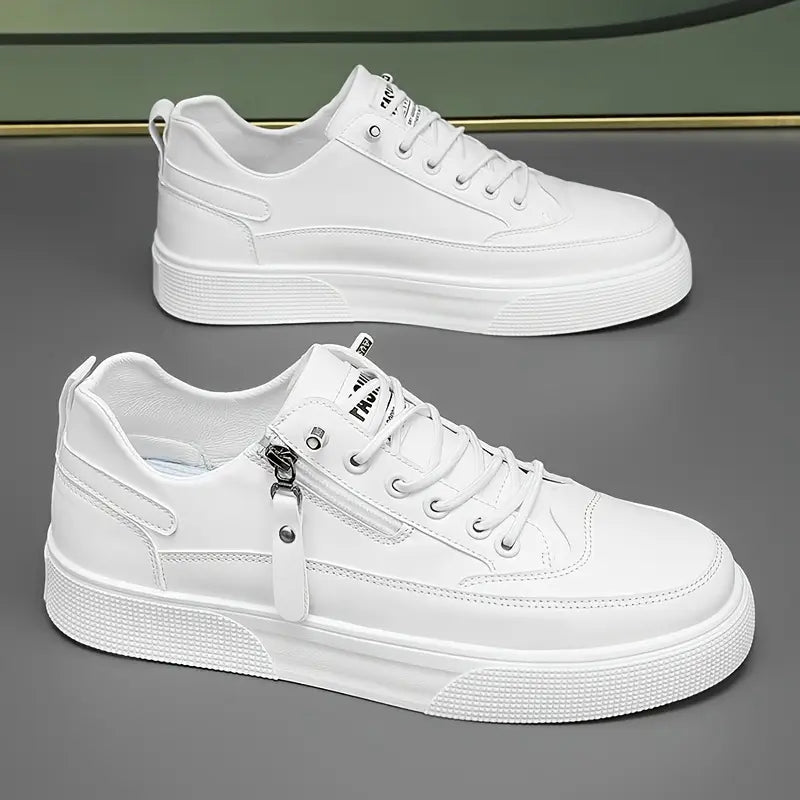 Men's Leather Trainers – Genuine Leather Cushioned Low-Top Sneakers