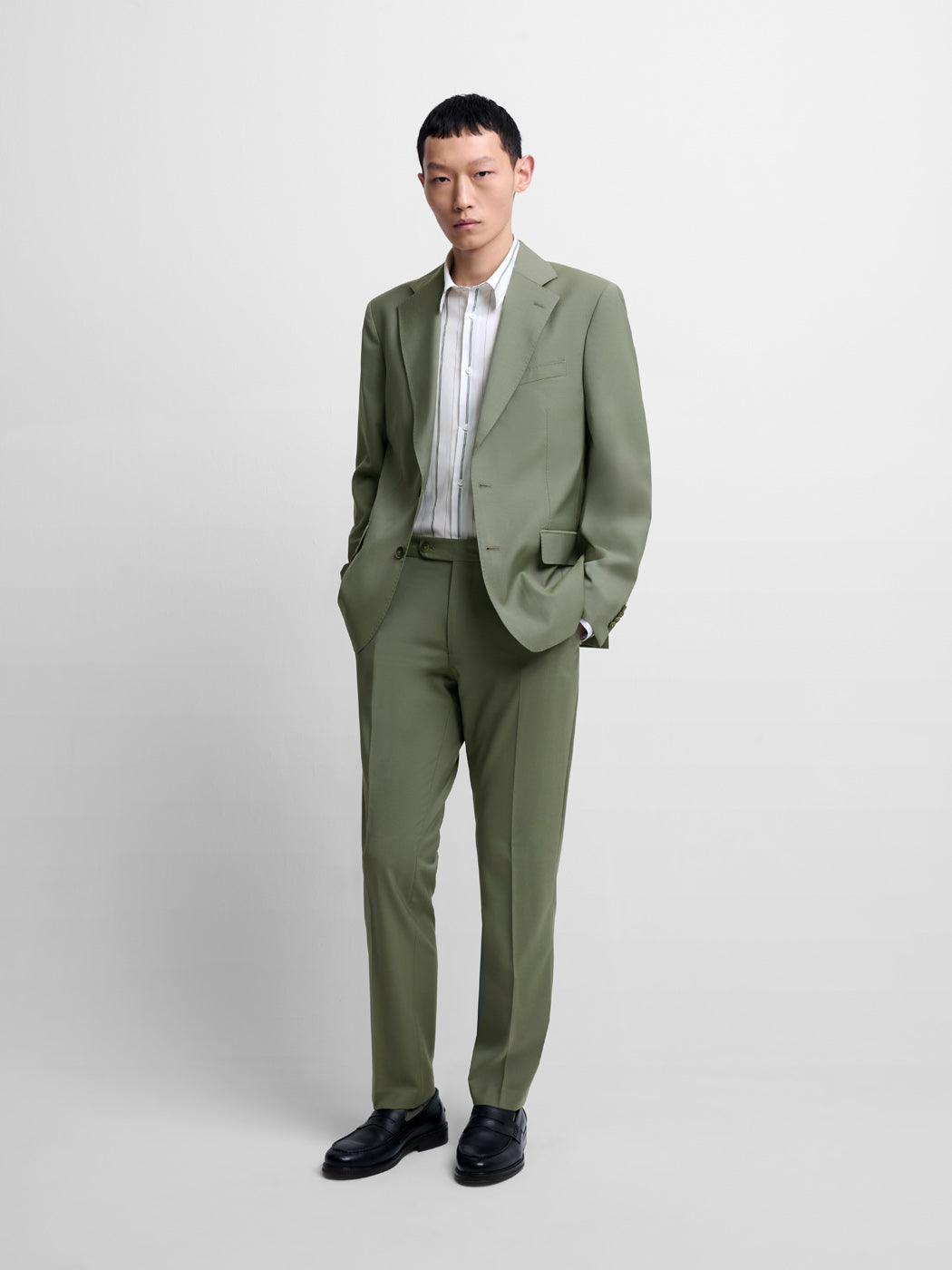 Men's Bronze Green Wool-Blend Suit – Two Piece Slim Fit Autumn Suit