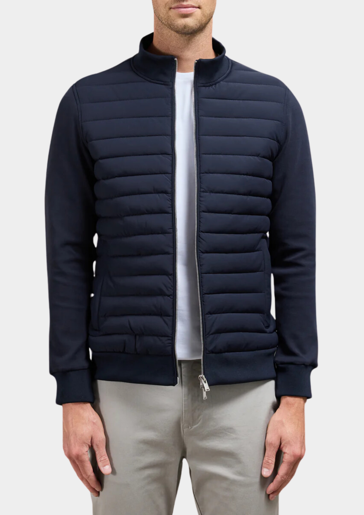 Men's Hybrid Padded Jacket – Funnel Neck Slim Fit, 3 Colours