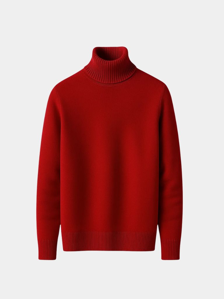 Men's Wool-Blend Roll Neck Jumper – Turtleneck Knit Sweater, 5 Colours