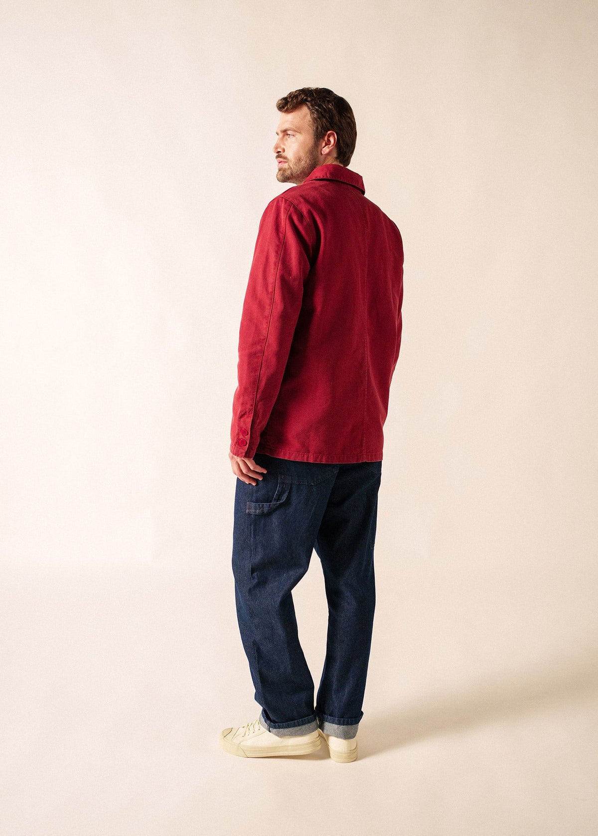 Men's Brick Red Blouson Jacket – Lightweight Zip-Up Commuter Coat