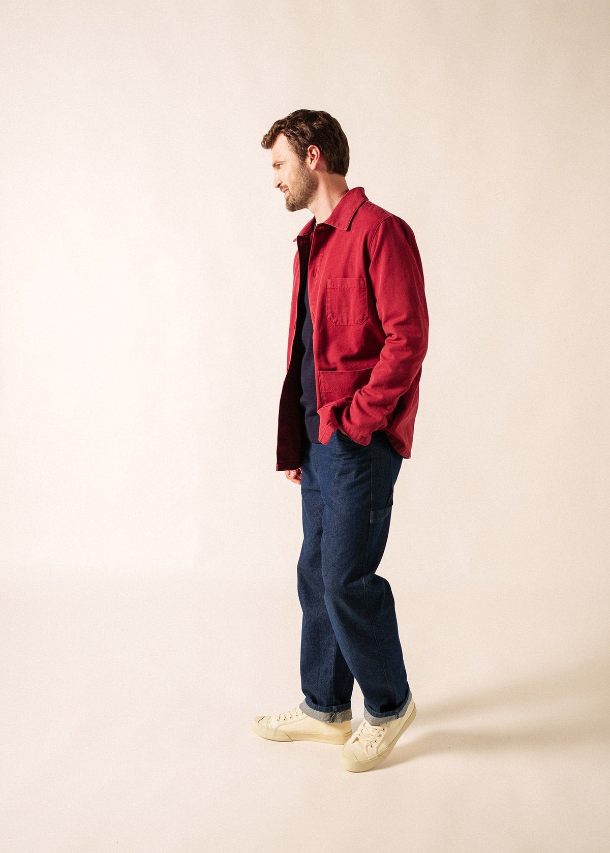 Men's Brick Red Blouson Jacket – Lightweight Zip-Up Commuter Coat