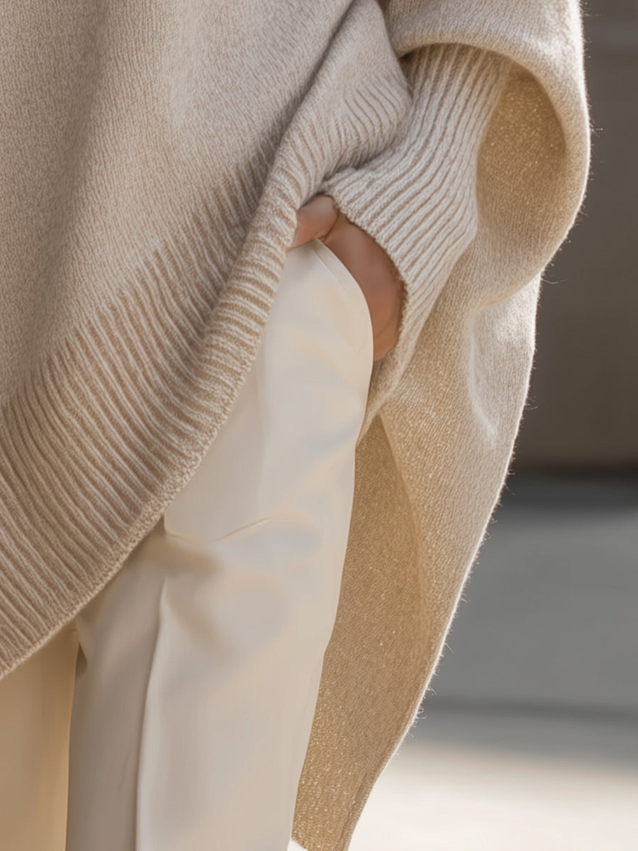 Women's Oversized Knit Poncho – Cosy Layering Wrap, 6 Colours