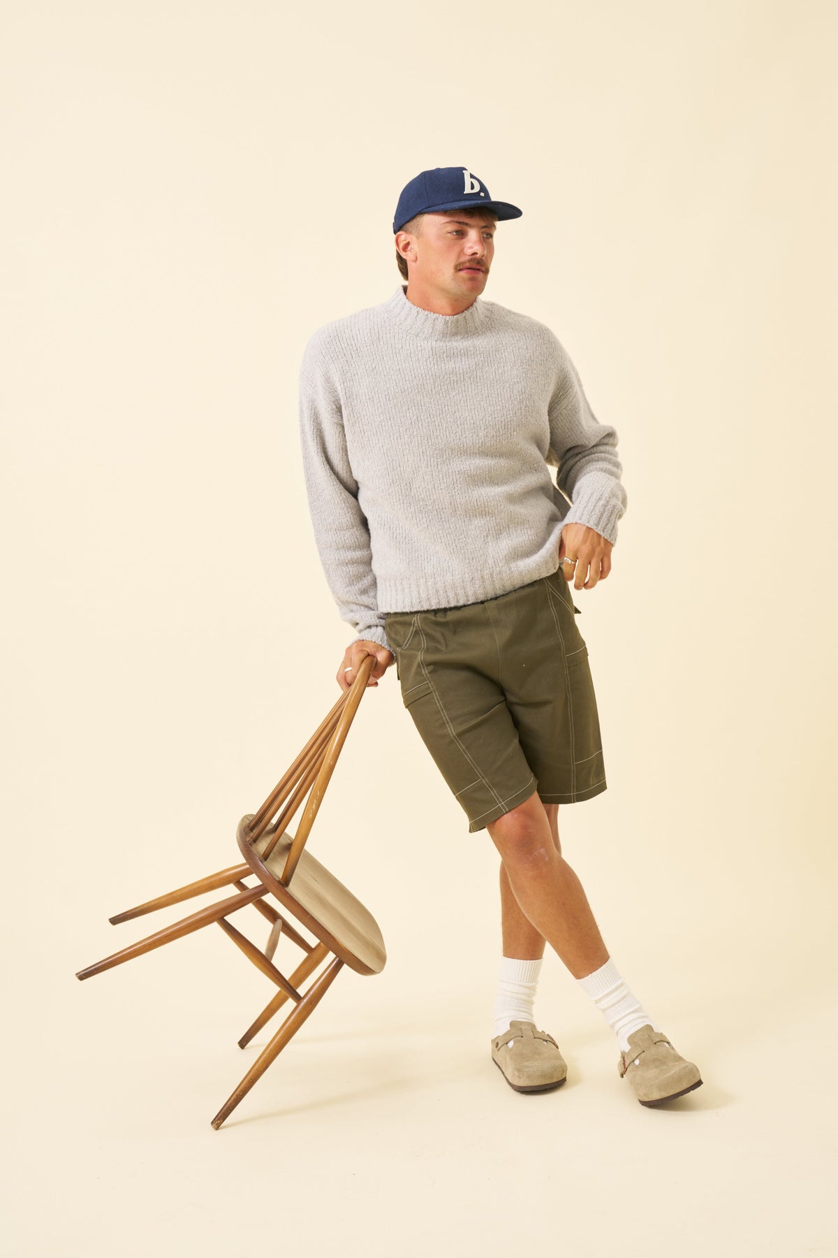 Men's Grey Cropped Knit Jumper – Boxy Crew Neck Sweater