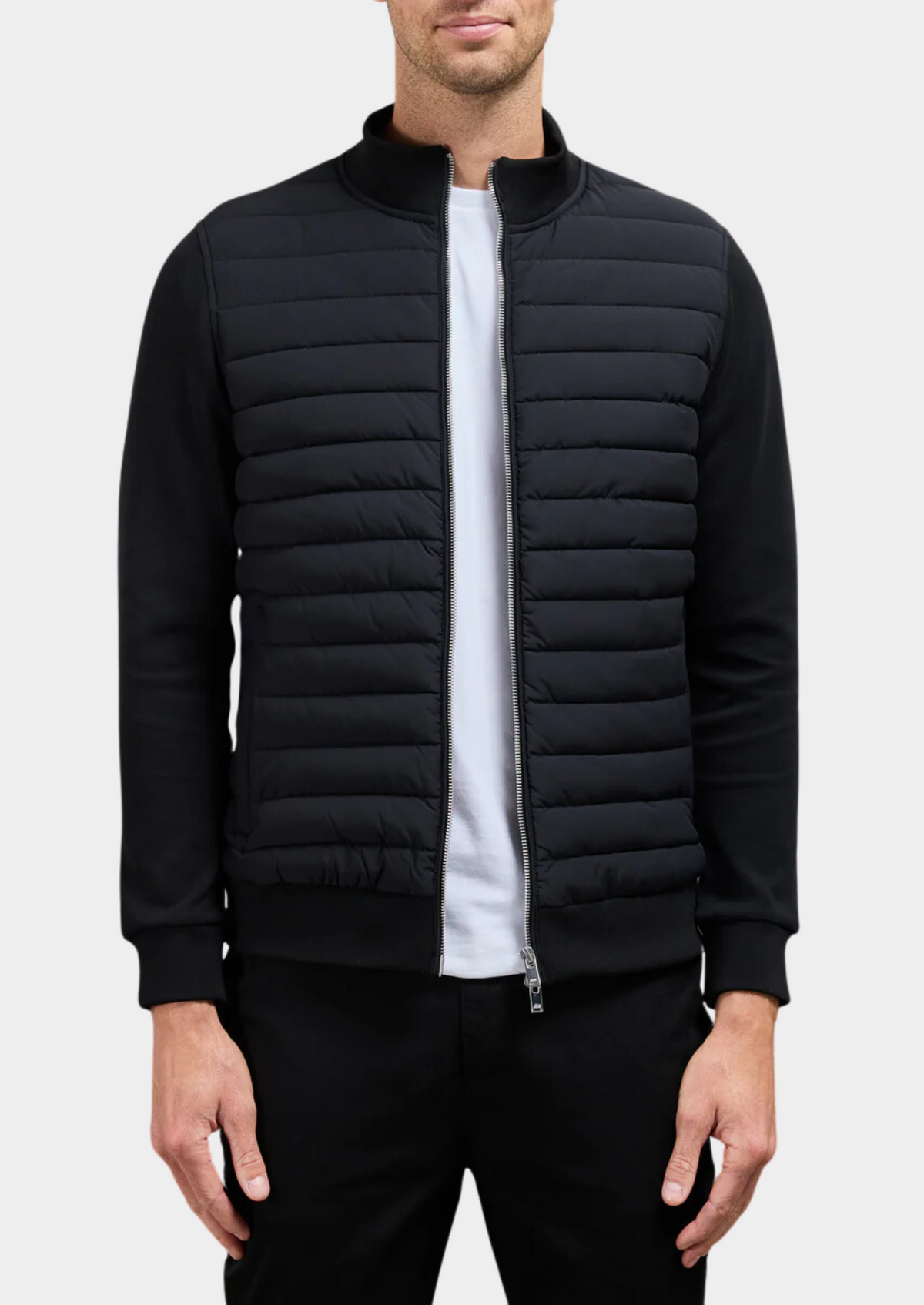 Men's Hybrid Padded Jacket – Funnel Neck Slim Fit, 3 Colours