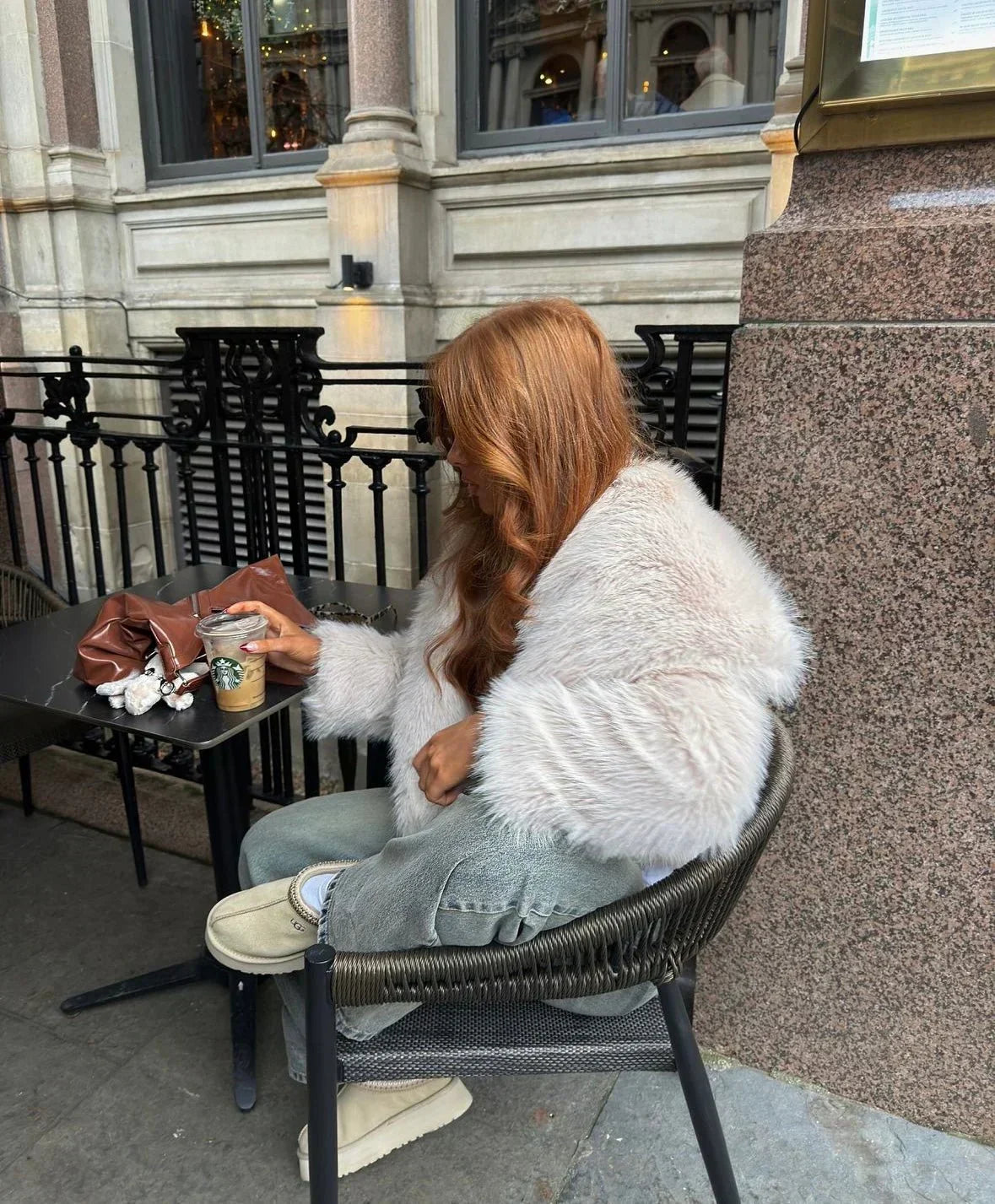 Women's Grey Faux Fur Coat – Oversized Soft Winter Coat