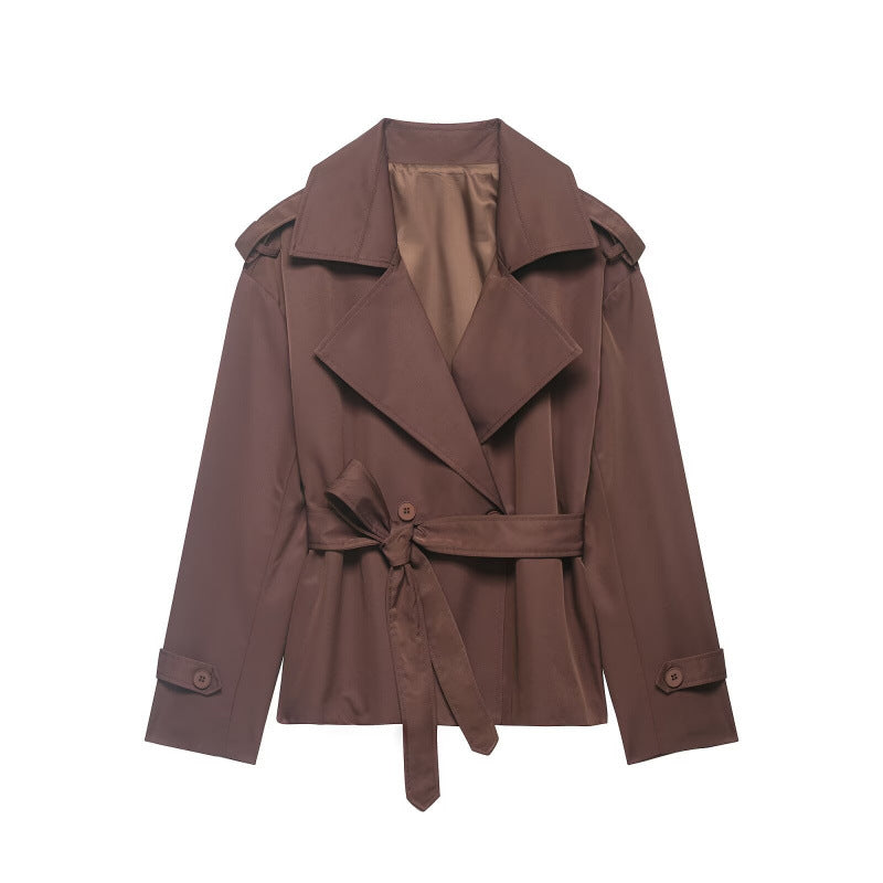 Women's Belted Trench Coat – Double-Breasted Mid-Length, 9 Colours