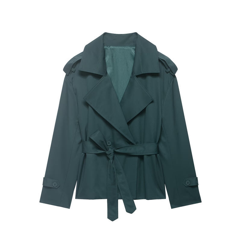 Women's Belted Trench Coat – Double-Breasted Mid-Length, 9 Colours