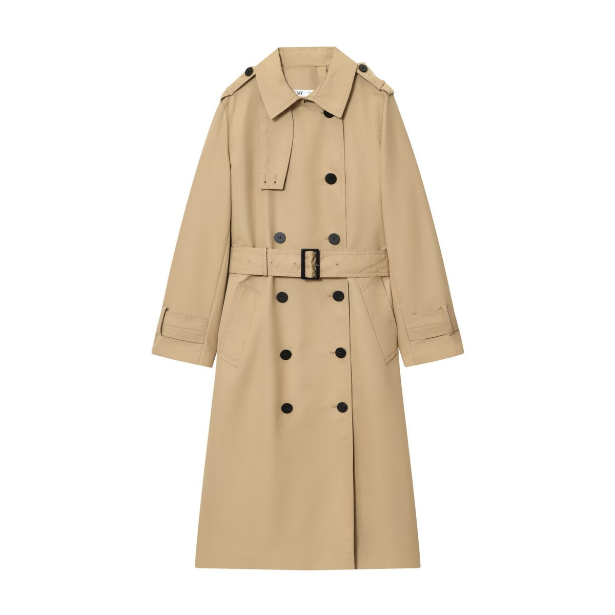 Women's Long Trench Coat – Belted Double-Breasted Winter Coat
