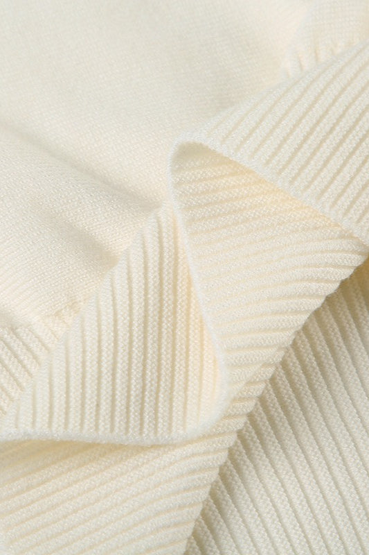 Women's Off-Shoulder Ribbed Jumper – White Bardot Knit Sweater