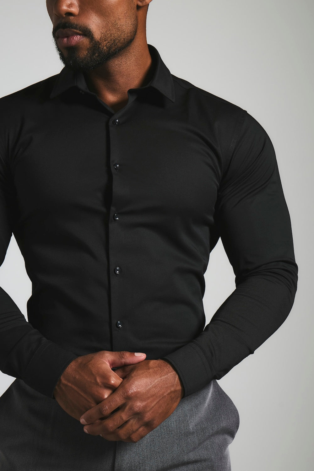 Men'S Muscle Fit Dress Shirt In Black