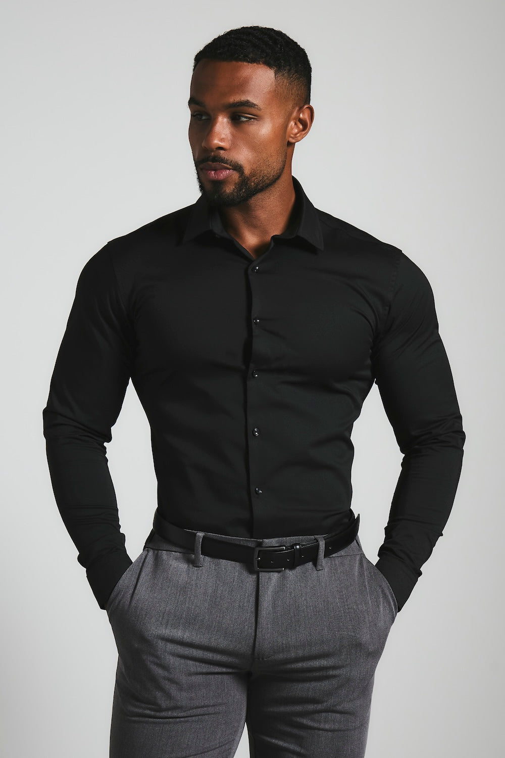 Men'S Muscle Fit Dress Shirt In Black