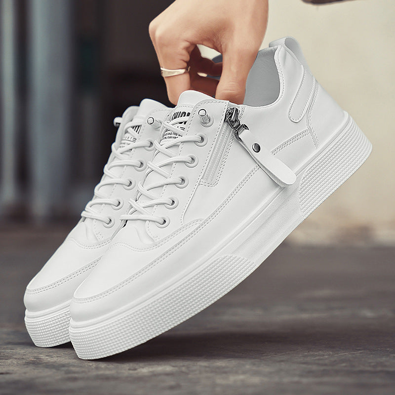 Men's Leather Trainers – Genuine Leather Cushioned Low-Top Sneakers