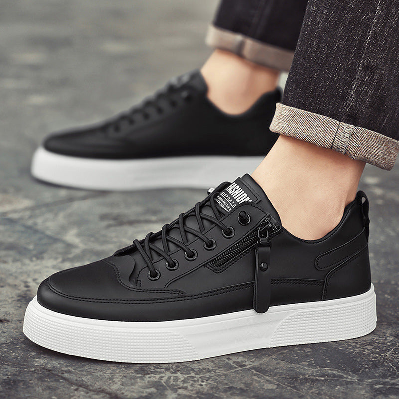 Men's Leather Trainers – Genuine Leather Cushioned Low-Top Sneakers