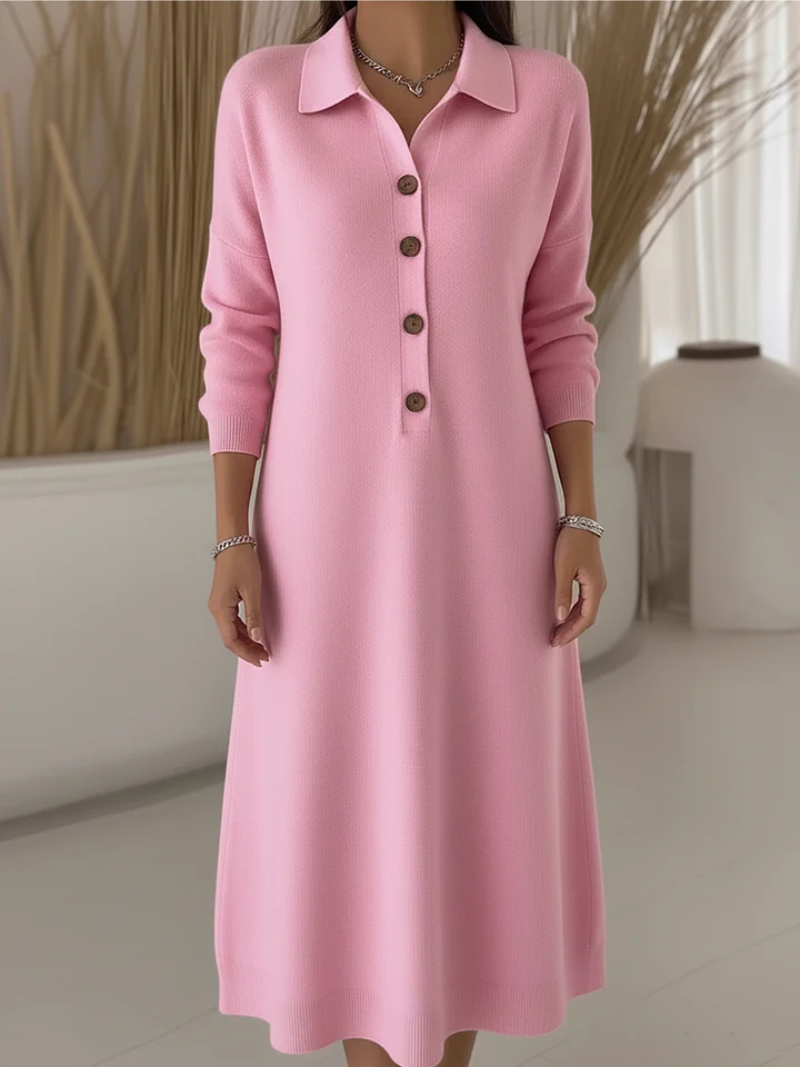 Women's Long Shirt Dress – Button-Front Flowing Maxi Dress, 4 Colours