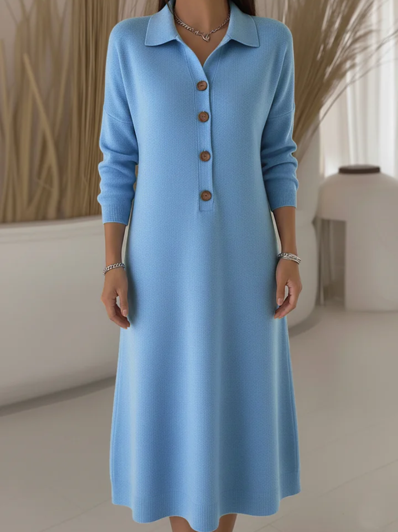 Women's Long Shirt Dress – Button-Front Flowing Maxi Dress, 4 Colours