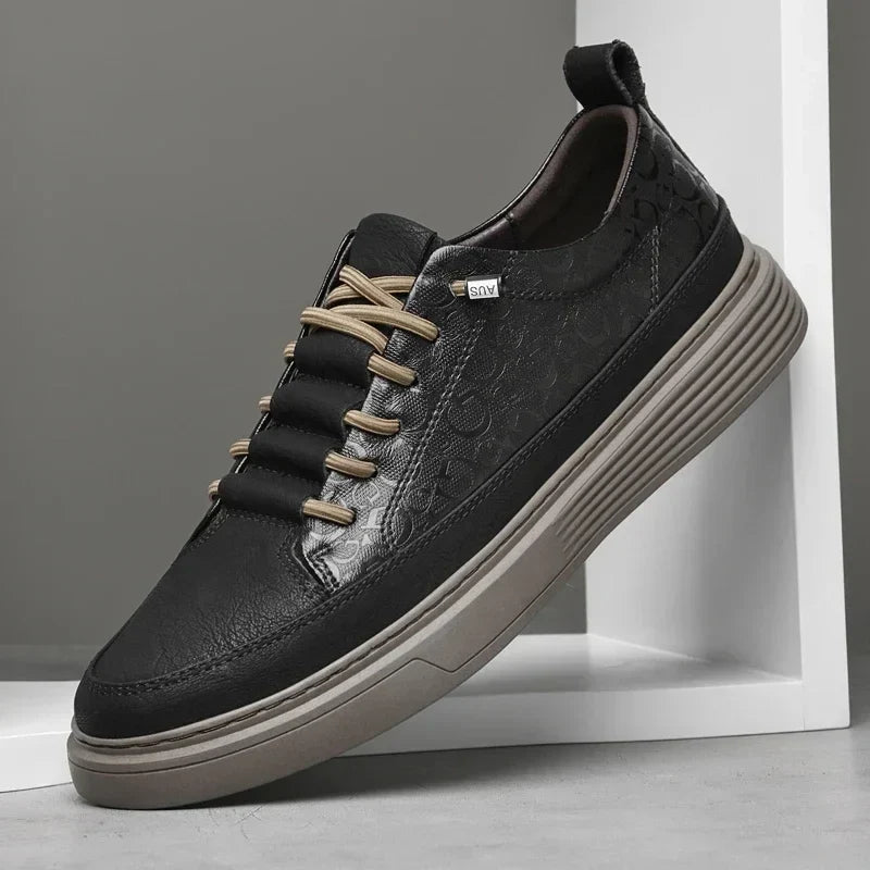 Men's Embossed Low-Top Trainers – Cushioned Casual Sneakers, 3 Colours
