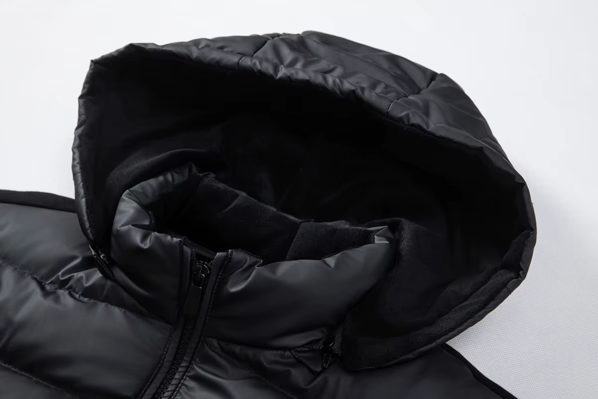 Men's Hybrid Puffer Jacket – Padded Front, Knit Sleeves, Detachable Hood, 2 Colours
