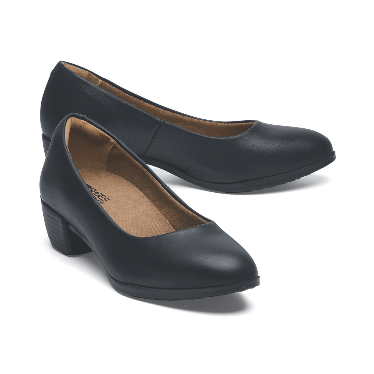 Women's Black Court Shoes – Low Block Heel Comfort Work Shoes