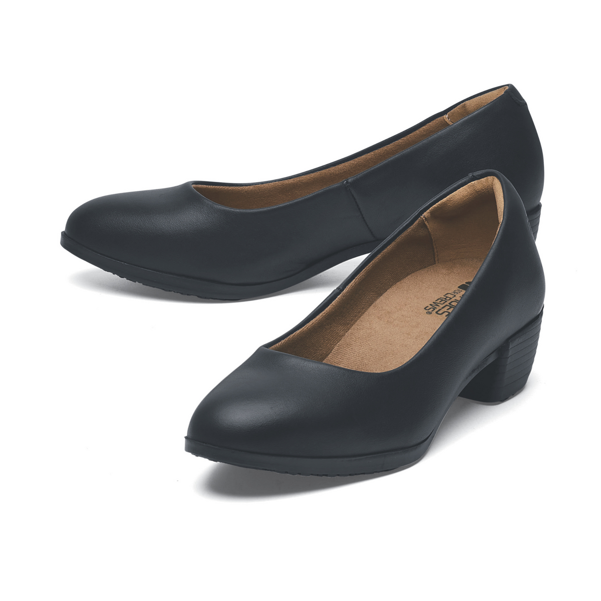 Women's Black Court Shoes – Low Block Heel Comfort Work Shoes