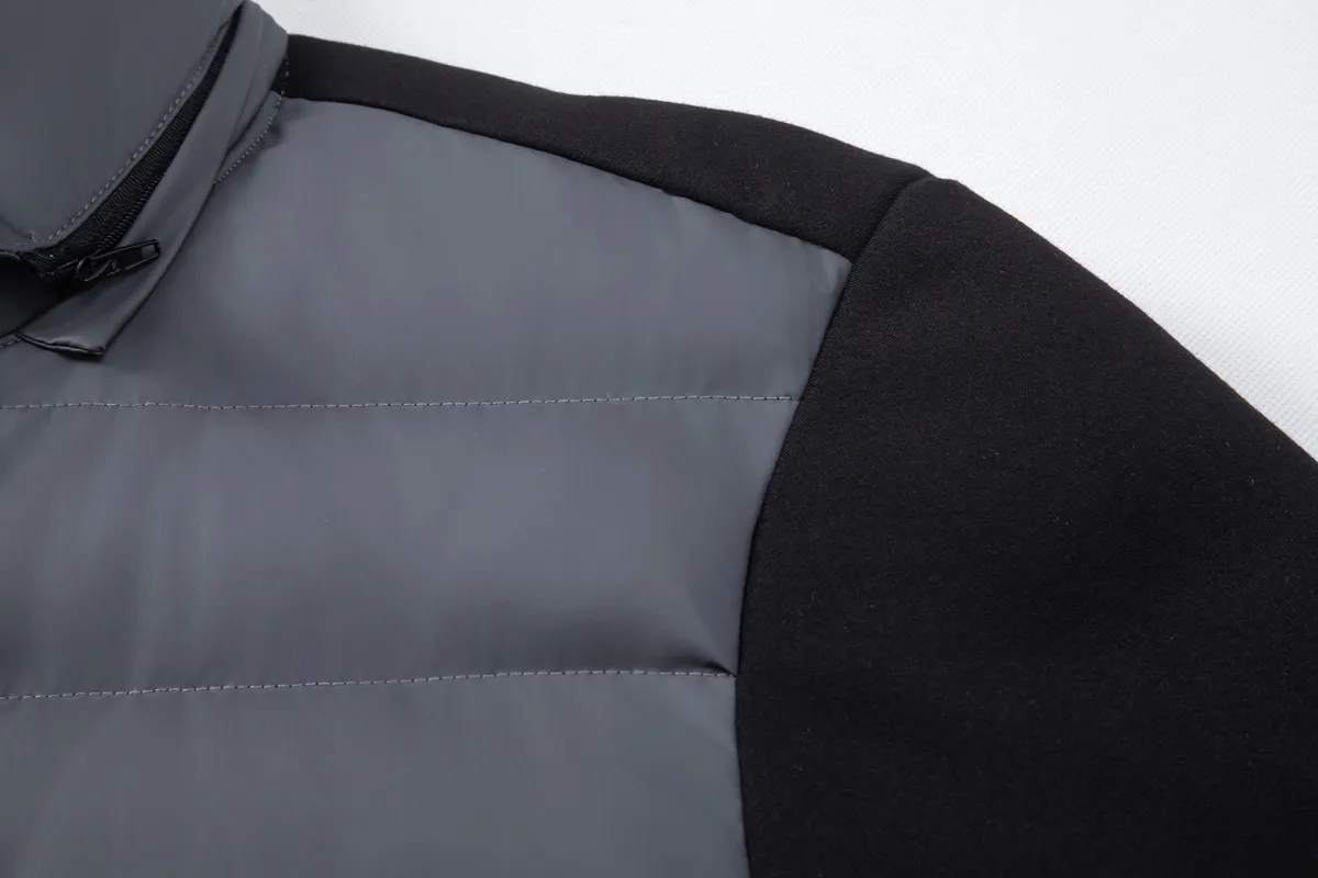 Men's Hybrid Puffer Jacket – Padded Front, Knit Sleeves, Detachable Hood, 2 Colours