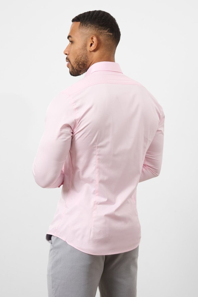 Men's Pink Dress Shirt – Slim Tapered Muscle Fit Formal Shirt