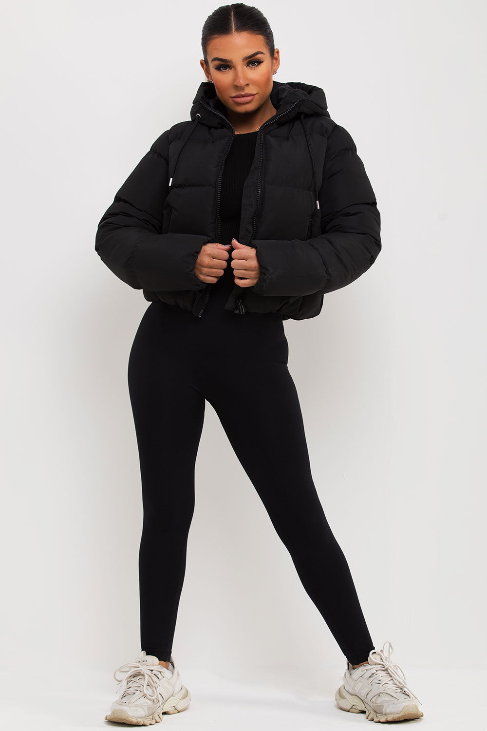Women's Black Hooded Puffer Jacket – Short Padded Winter Jacket