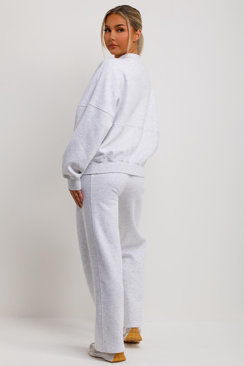 Women's Grey Marl Zip Bomber Sweatshirt & Joggers Set – Loungewear Co-ord