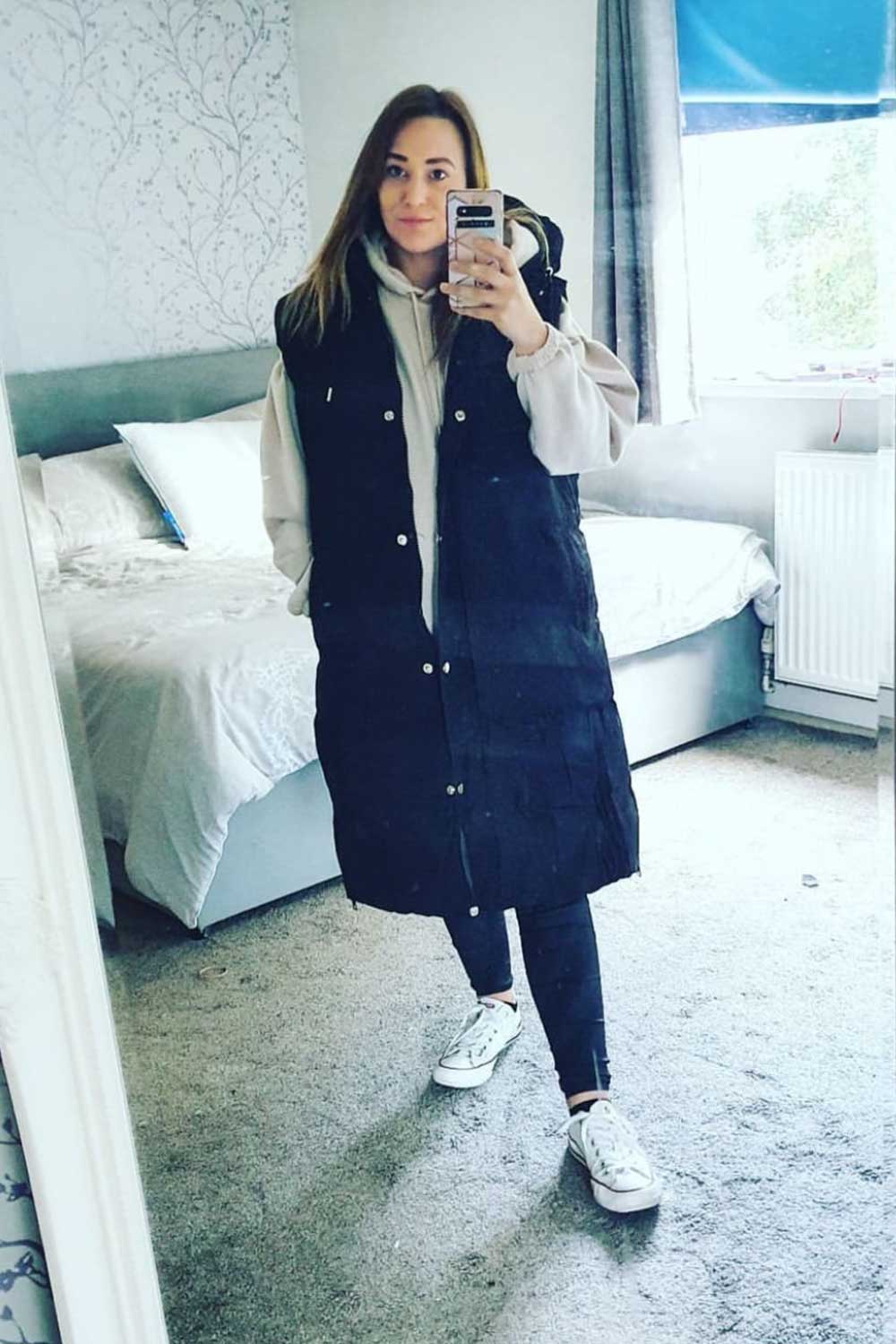 Women's Black Padded Longline Gilet – Hooded Sleeveless Puffer Body Warmer