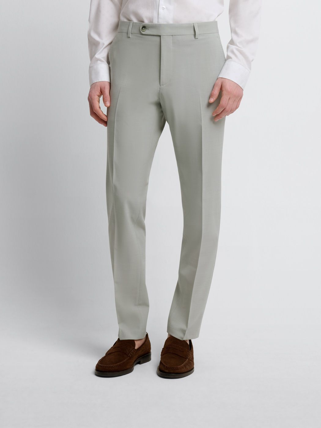 Men's Almond Green Suit – Wool-Blend Two Piece Slim Fit Suit