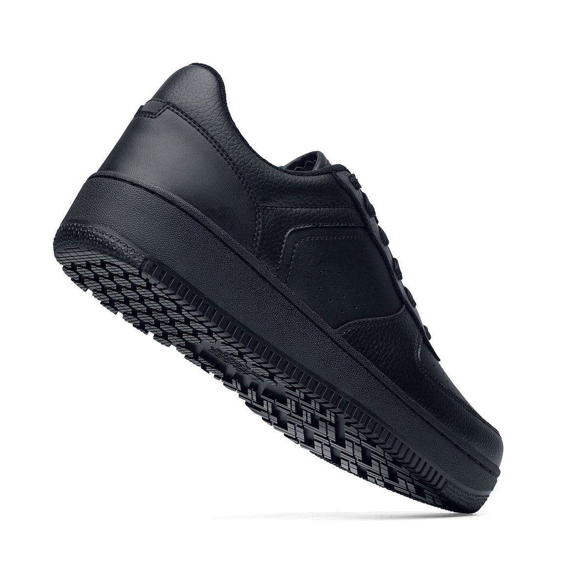Men's Black Faux Leather Trainers – Chunky Sole Cushioned Low-Top Sneakers