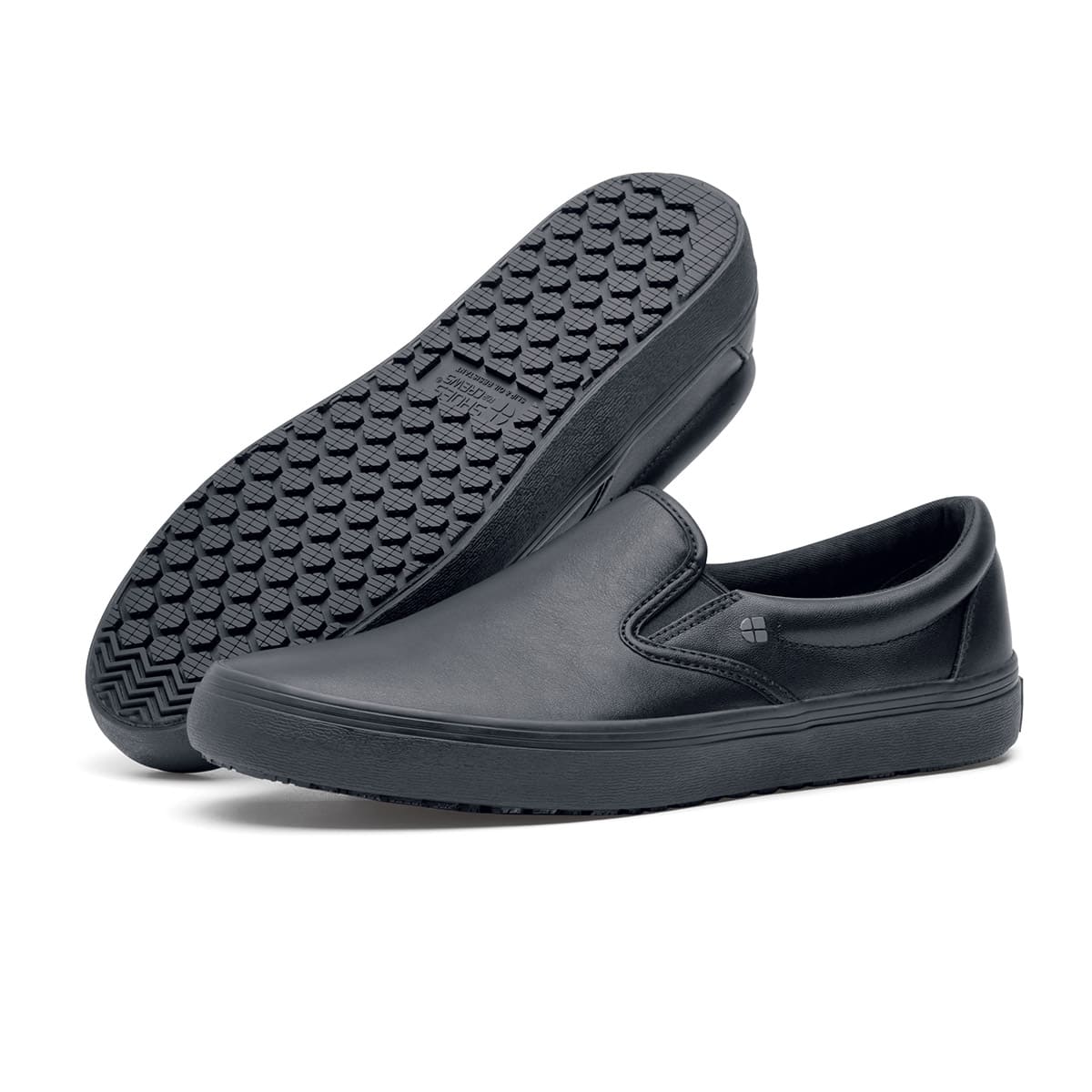 Men's Black Faux Leather Slip-On Shoes – Cushioned Comfort, No Laces