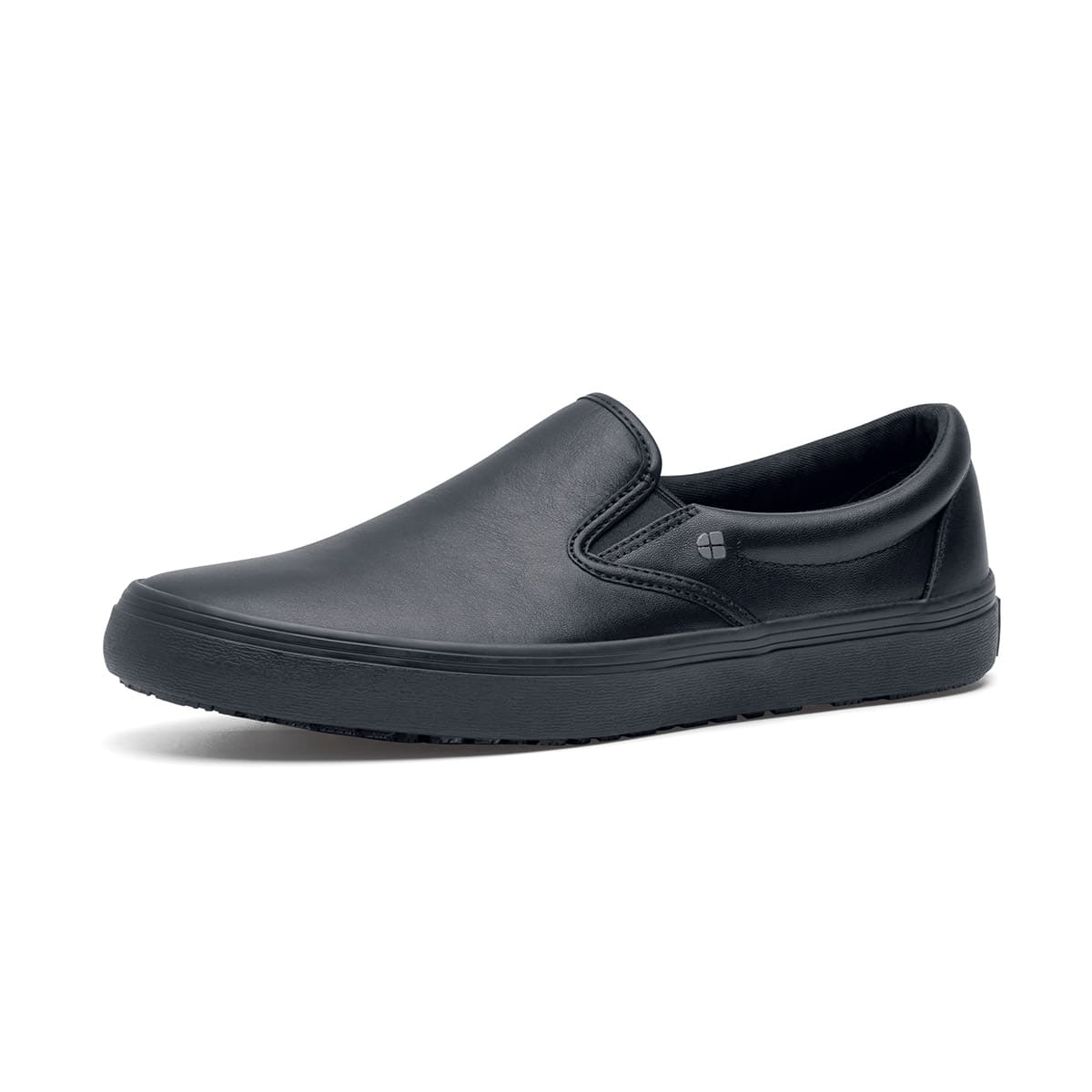 Men's Black Faux Leather Slip-On Shoes – Cushioned Comfort, No Laces