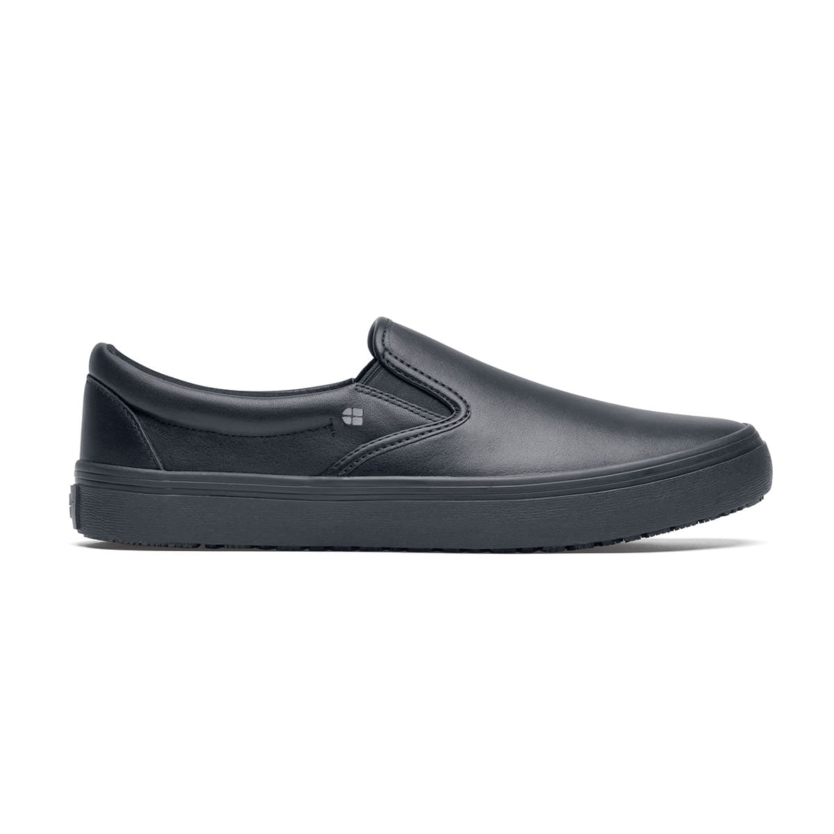 Men's Black Faux Leather Slip-On Shoes – Cushioned Comfort, No Laces
