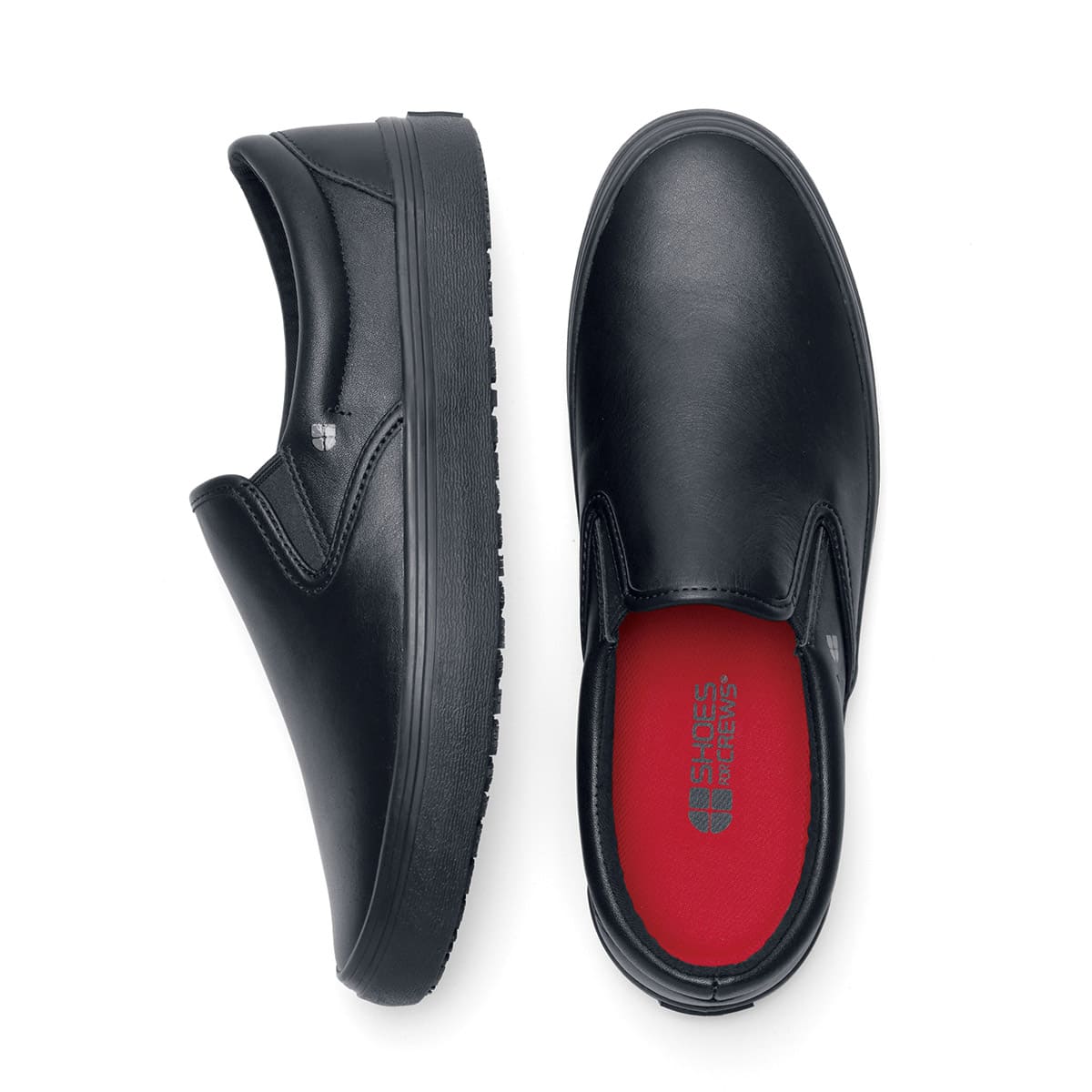 Men's Black Faux Leather Slip-On Shoes – Cushioned Comfort, No Laces